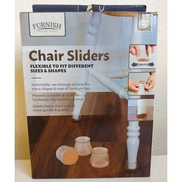 Furnish Flexible Clear Chair Sliders Pack 16pc - Picture 1 of 3